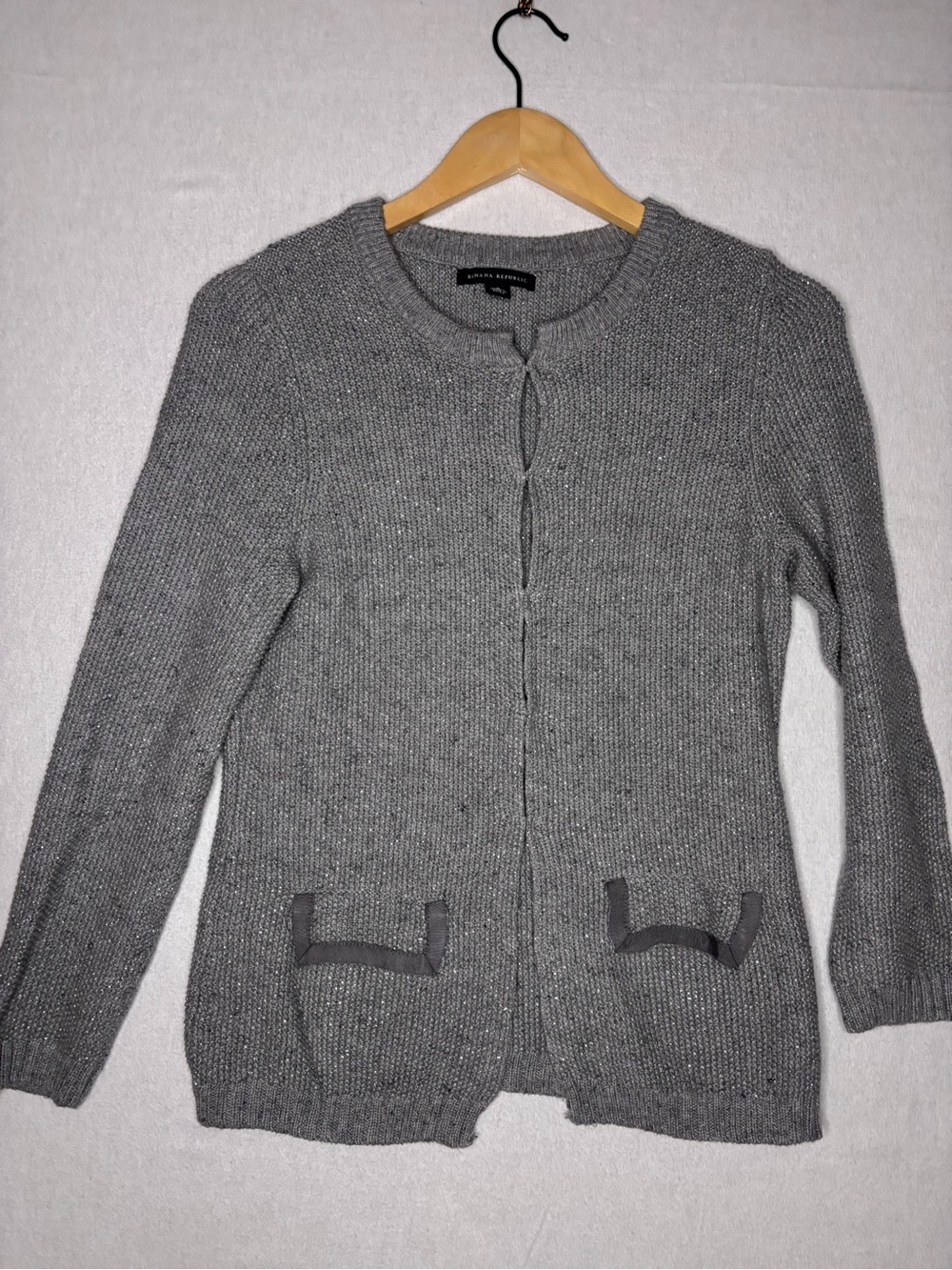 Banana Republic Gray Button-Up Knit Cardigan